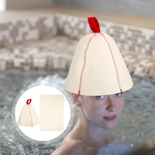 Red felt sauna cap - felt,